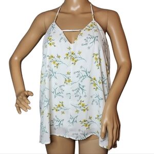 Alga floral flowy spaghetti strap blouse. Size large.